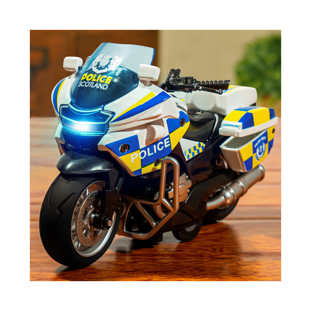 (White) Police Simulated Motorcycle Alloy Model With Lights And Sound Kids For Play White
