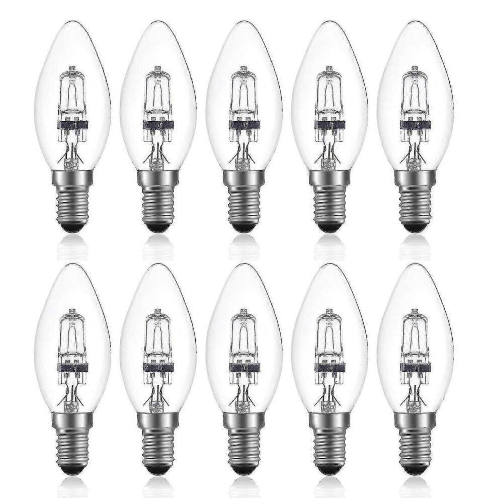 42W E14 C35 Dimmable Halogen Bulb Ac 220-240V Warm 2700K E14 Transparent Halogen Candle Bulb (10Pcs)-Cheng White 9421490013904