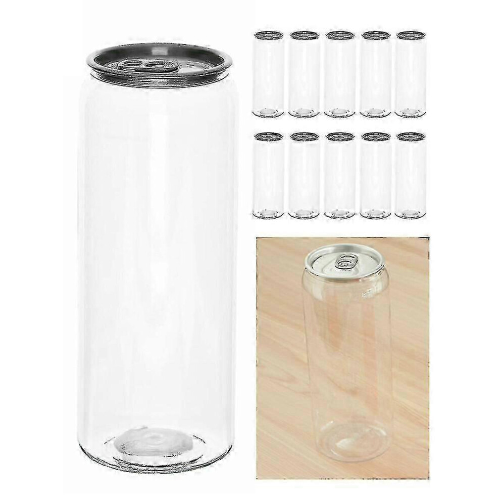 10pcs Plastic Cans Beverage Bottles Sealed Can Milk Tea Juice 500ml Jar With_lid-CHENG DU