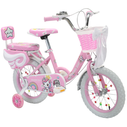 (14 inch, Pink) Kids Girls Bike Bicycle Pink Purple Unicorn
