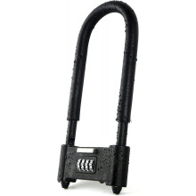 4-Digit Combination Padlock, Heavy Duty U-Shape Anti-Theft Lock with Adjustable Shackle, for Bicycle, E-Bike, Mountain Bike, Road Bike, Gates, Shed, F
