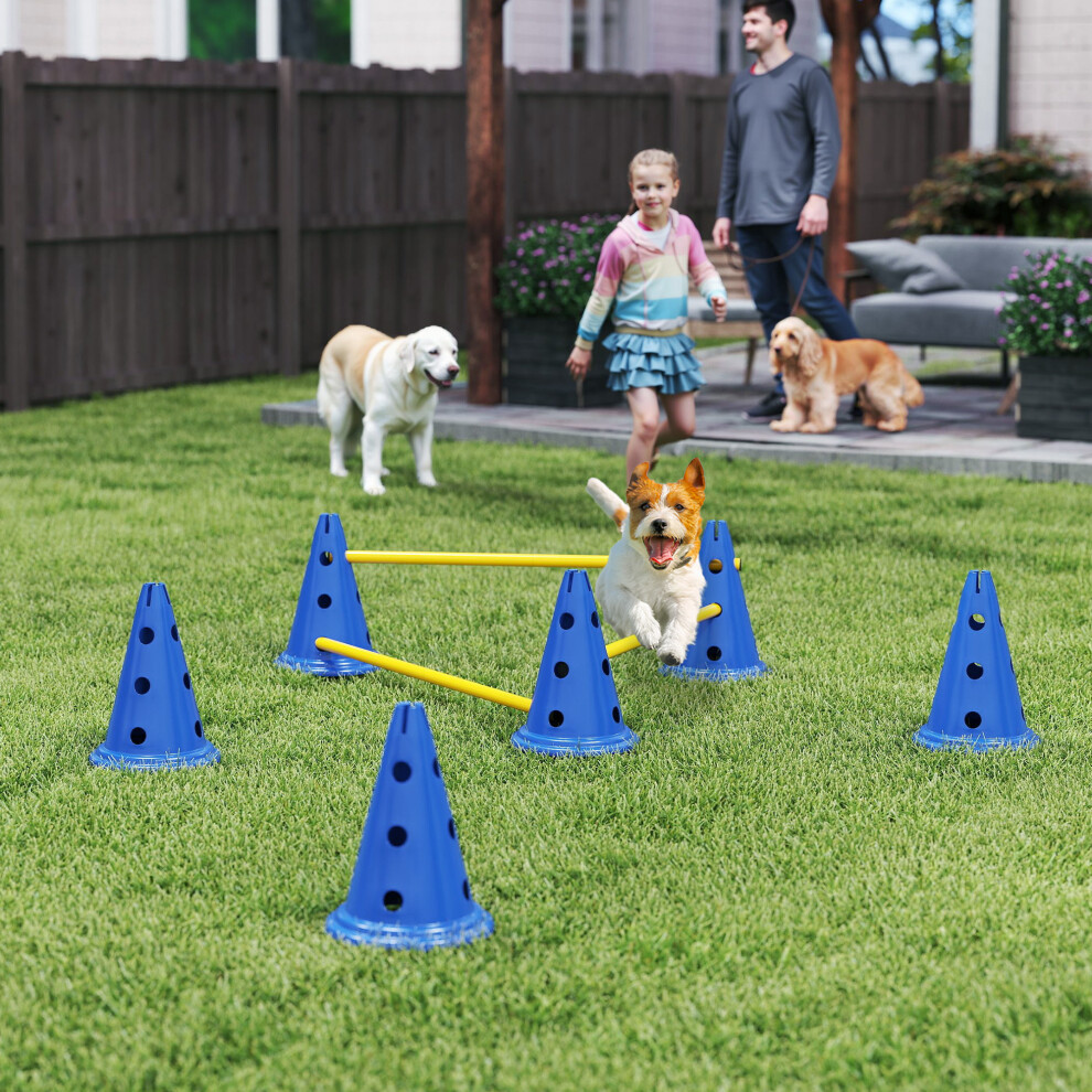 Pawhut (Blue) Dog Agility Equipment Set, Three-Piece Adjustable Height Jumping