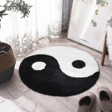 Black And White Yin And Yang Carpet Tai Chi Buddhist Round Rug Living Room Bedroom Yingyang Prayer Ring Floor Mat Tuft Soft Rug