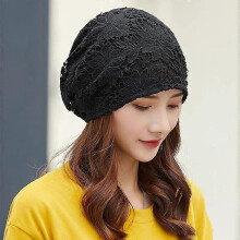 (black) New Bonnet for Women Hollow Big Flower Skullies Hat Summer Breathable Sun Hats Street Fashion Women Beanies Cap