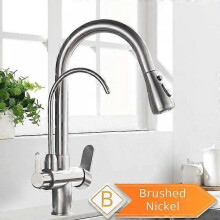 (Brushed Nickel B) Rozin Purification Kitchen Faucets Black Pull Out Kitchen Water Filter Tap 3 Way Mixer torneira para cozinha de parede Crane