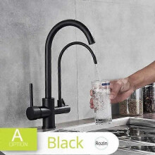 (Black A) Rozin Purification Kitchen Faucets Black Pull Out Kitchen Water Filter Tap 3 Way Mixer torneira para cozinha de parede Crane