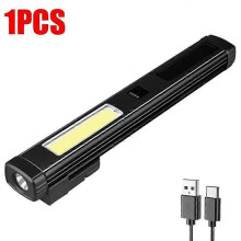 (Black 1Pcs) Rechargeable LED Work Light Portable Flashlight 3 Modes, with Magnetic Base and Hook Mechanic Light, for Car Repairing Emergency
