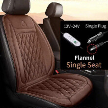 (1PCS Brown Flannel) 12V 24V Car Seat Heater 30s Fast Heated Car Seat Cover Flannel/Cloth Car Heating Mat Universal Winter Electric Heated Seat Cover