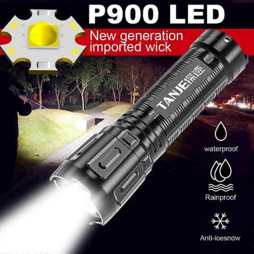 Portable LED Flashlight USB Rechargeable Pocket Flashlight Waterproof Torch with Output Power Bank Function for Camoping Hiking 1