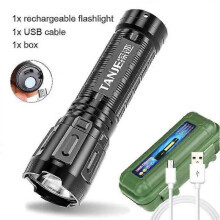 Portable LED Flashlight USB Rechargeable Pocket Flashlight Waterproof Torch with Output Power Bank Function for Camoping Hiking