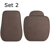 (Set-Brown) Car Seat Cover Flax Seat Protect Cushion Automobile Backrest Cushion Pad Covers Mat Four Seasons Universa