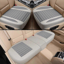 (3PCS Gray) Surrounded Car Seat Cover Flax Cushion Seasons Universal Breathable For Most Four-Door Sedan SUV Ultra-Luxury Seat Protection
