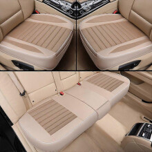 (3PCS Beige) Surrounded Car Seat Cover Flax Cushion Seasons Universal Breathable For Most Four-Door Sedan SUV Ultra-Luxury Seat Protection