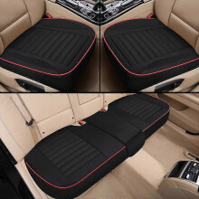 (3PCS Black) Surrounded Car Seat Cover Flax Cushion Seasons Universal Breathable For Most Four-Door Sedan SUV Ultra-Luxury Seat Protection