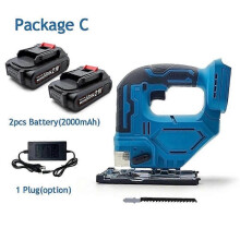 (2PCS 2000mAh Battery) Cordless Jigsaw Electric Jig Saw 65mm 2800RPM Portable Woodworking Power Tool Adjustable Woodworking for Makita 18-21V Battery