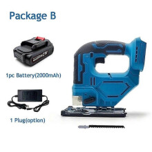 (1PC 2000mAh Battery) Cordless Jigsaw Electric Jig Saw 65mm 2800RPM Portable Woodworking Power Tool Adjustable Woodworking for Makita 18-21V Battery