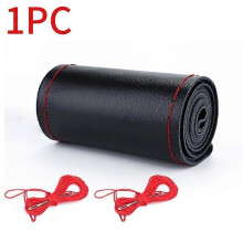 (Style 1 Red) SEAMETAL Genuine Leather Steering Wheel Cover For Car Braiding Steering Wheel Protector Covers Anti Scratch Steering Accessories