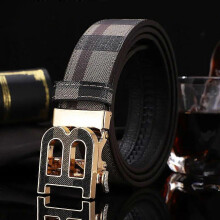 (120cm, Type 3) Men's High Quality Letter Automatic Buckle B Buckle Belt For Men Brand Genuine Leather Designer Canvas Male Belt Casual