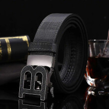 (115CM, Type 1) Men's High Quality Letter Automatic Buckle B Buckle Belt For Men Brand Genuine Leather Designer Canvas Male Belt Casual