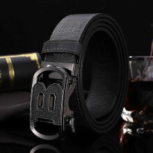 (125cm, Type 4) Men's High Quality Letter Automatic Buckle B Buckle Belt For Men Brand Genuine Leather Designer Canvas Male Belt Casual