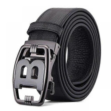 (125cm, Type 9) Men's High Quality Letter Automatic Buckle B Buckle Belt For Men Brand Genuine Leather Designer Canvas Male Belt Casual