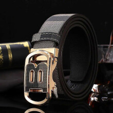 (115CM, Type 6) Men's High Quality Letter Automatic Buckle B Buckle Belt For Men Brand Genuine Leather Designer Canvas Male Belt Casual