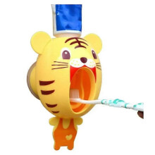 (As show, One size) Baby Automatic Toothpaste Dispenser, Cartoon Tiger Toothpaste SqueezerToothpaste Squeezer Toothbrush Holder Wash Set Creative Home
