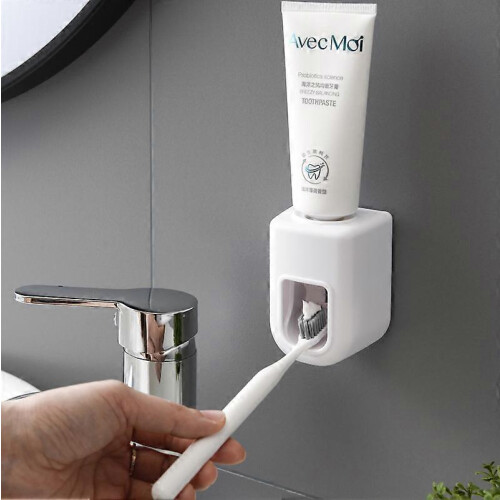 (As show, One size) 3 Pcs Toothpaste Dispenser Automatic Device Hands Toothpaste Holder Rack for Home Hotel, Pink 1