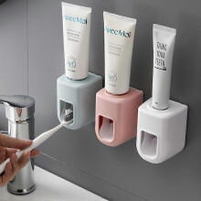 (As show, One size) 3 Pcs Toothpaste Dispenser Automatic Device Hands Toothpaste Holder Rack for Home Hotel, Pink