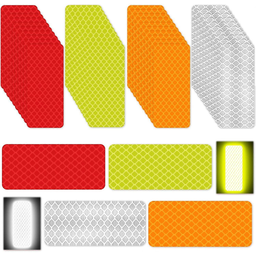 (As Show, One Size) 40Pcs Self-Adhesive Reflective Tape Reflector Tape, Reflector Tape Bike Stickers Adhesive Tape, Safety Marking Reflective Warning 4632228928116