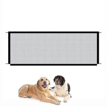 (As show, One size) Pet fence isolation fence transparent window balcony protective fence isolation net portable folding convenient dog fence 110*72cm