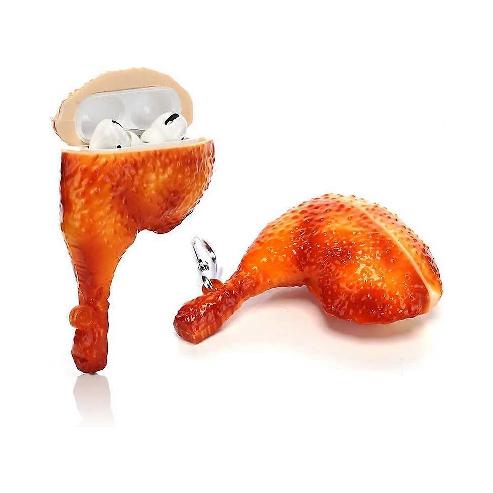 (As Show, One Size) For Airpods Pro Silicone Case Compatible With Airpods Pro Case Funny Cute 3D Cartoon Cover [Simulation Food Series] (Chicken Thigh 4632228904318