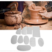 (As show, One size) 10 Pcs Stainless Steel Clay Scraper Smooth Ceramic Pottery Carving Sculpting Spatula Molding ToolsSet of 10 soft clay slices, clay carving details, ca