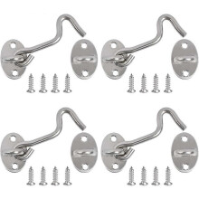 (As show, One size) Door Latch Hook, 4PCS Cabin Hook Latches and Bolts for Door Locks Latch Gate Window Bracket for Silent Latch Lock Gate Latch, 3 Inch/Stainless Steel