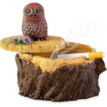 (As show, One size) Cigarette Ashtray with Lid Cute Vivid Forest Animal Ashtray Holder for Indoor and OutdoorAnimal Ashtray Home Decor Gifts-Owl