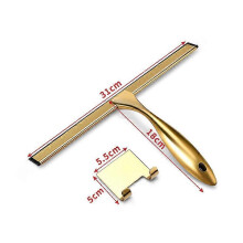(As show, One size) Multipurpose Shower Scraper for Shower Doors, Bathrooms, Windows and Auto Glass - Gold, Stainless Steel(12 inch gold)