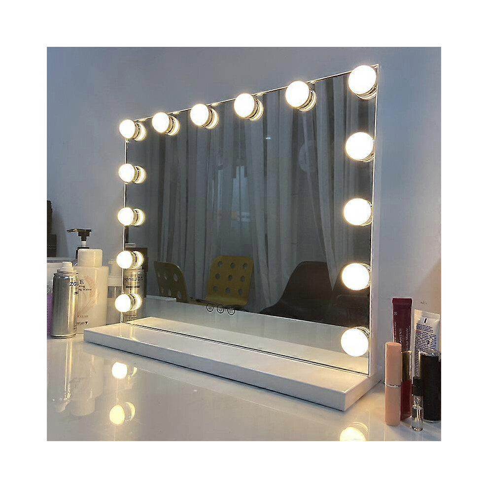 Mirror light kit with 14 light bulbs for dressing table, dimmable Hollywood LED mirror, USB dressing light with switch and cable, 3 colours and 10 bri