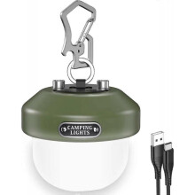 (Green Pine Cone) Camping Lamp, Rechargeable Camping Lantern, Portable LED Tent Lamp, Retro Waterproof Camping Lamp with Hook, 150 Lumens