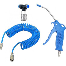 Air Blow Gun, Heavy Duty Air Duster Blow Gun with 5 Meter Recoil Hose,T-Shaped Quick Connector, 360