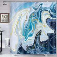Shower Curtain Waterproof and Abstract Marble Texture Bath Curtain Blue Abstract Art Design 180 x 18