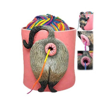 (gray) Malloy Cat Yarn Bowl, Yarn Bowls for Crocheting Knitting Cat Butt, Yarn Bowls