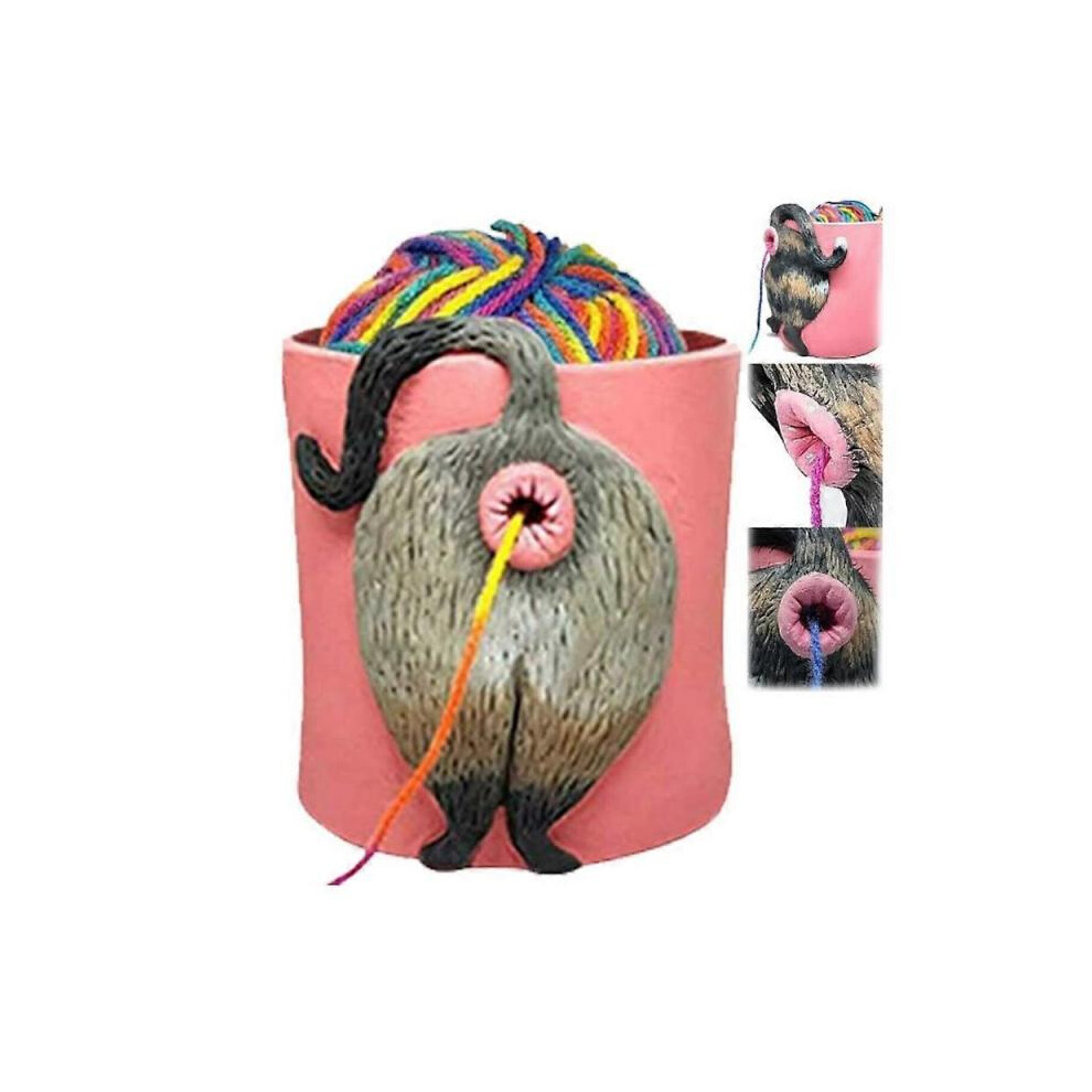 (gray) Malloy Cat Yarn Bowl, Yarn Bowls for Crocheting Knitting Cat Butt, Yarn Bowls