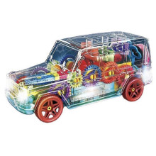 (Car*3 batteries) Transparent gear off-road vehicle pickup truck universal lighting music toy