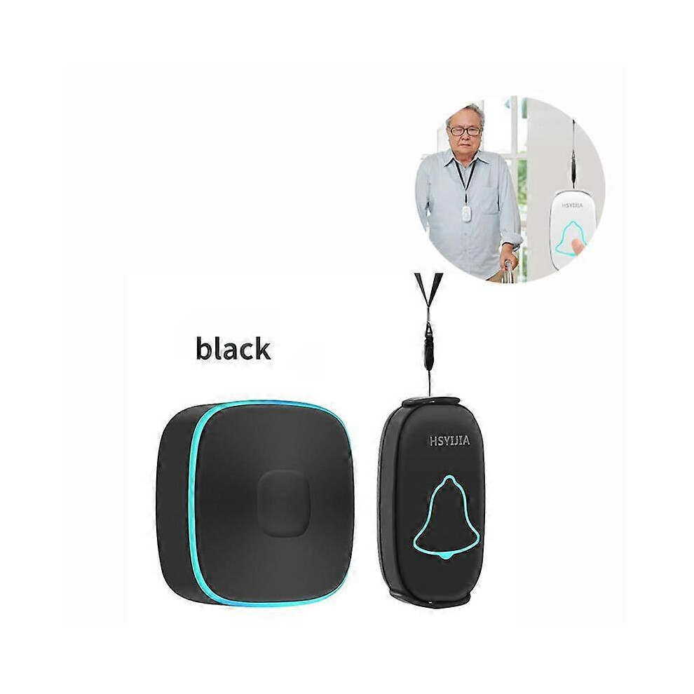 Black (As Show, One Size) Emergency Bell For The Elderly And Patients Bedside Wireless Doorbell Household Call For Help One Key Alarm And Hanging Rope