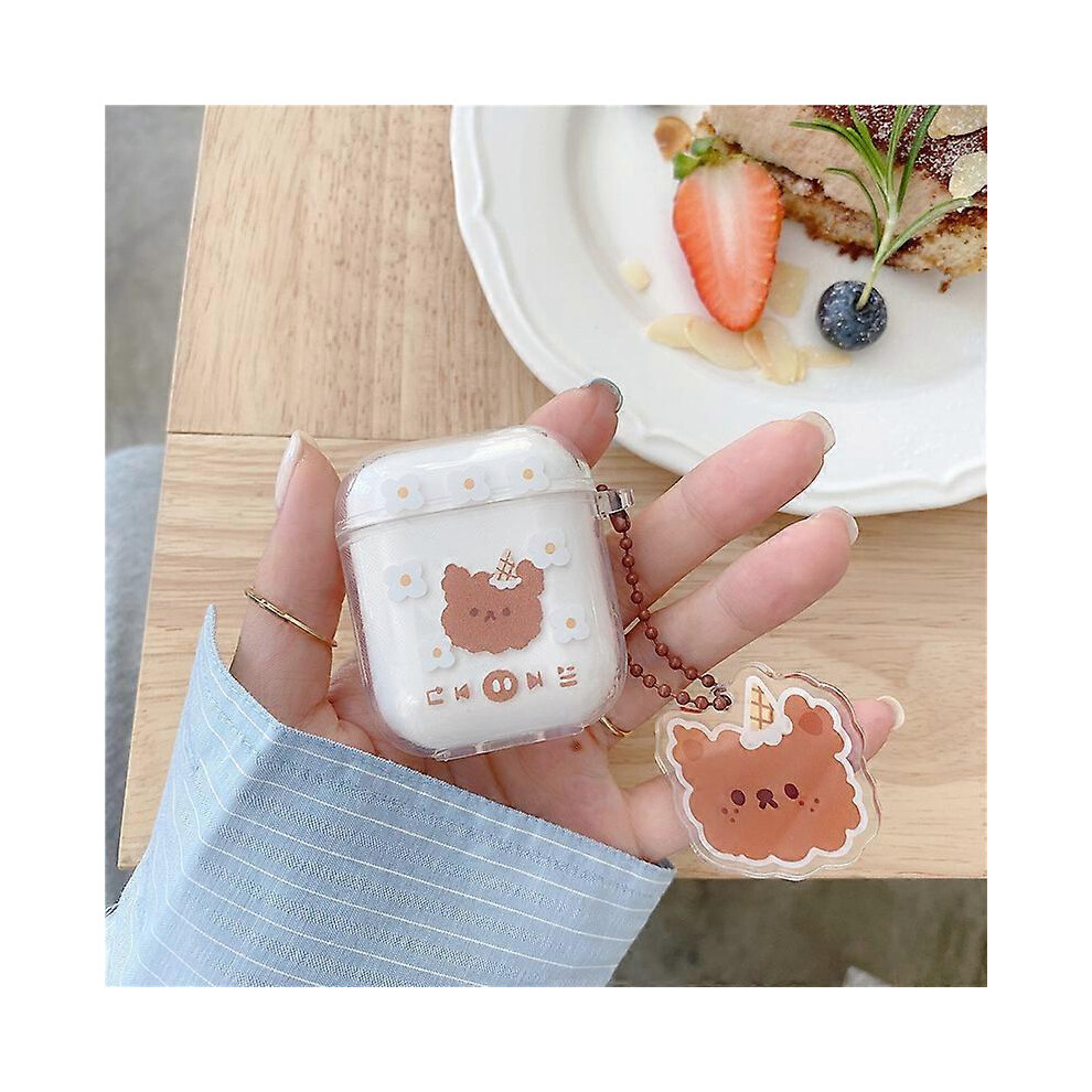 (As Show, One Size) Compatible With Airpods Bear Case, Transparent Smooth Soft Tpu 3D Cartoon Animal Design Case For Airpods 1/2, Girls Women Funny Ka 4632228927218