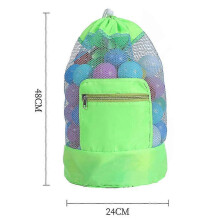 (As show, One size) Large Mesh Bag Children's Clothes Toys Folding Backpack Beach Toys Green Shell Storage Bags