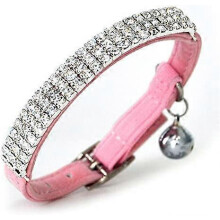 (As show, One size) Soft Velvet Safe Cat Adjustable Collar Bling Diamante with Bells,11.8 inch for Small Dogs and Cats Cat Collar with Diamond Cat and Dog Pet Supplies Sm