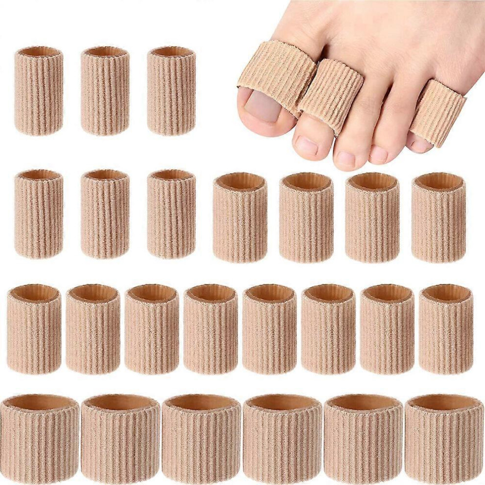 (As show, One size) 24 Pieces Toe Cushion Tube 0.98 Inch Toe Sleeves Soft Gel Corn Cushion Protectors for Corns, Blisters, Calluses, Toes and Fingers,