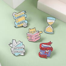 (As show, One size) 5 Pack Cute Enamel Pins Bulk Set, Funny Anime Pins for Backpacks Aesthetic, Calcifer Cartoon Buttons for Jackets, magic book cat brooch pin clothes co