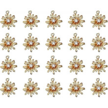 20 Pcs AcserGery Gift Alloy Enamel Floral Charms Diamante Pendants Daisy Flower